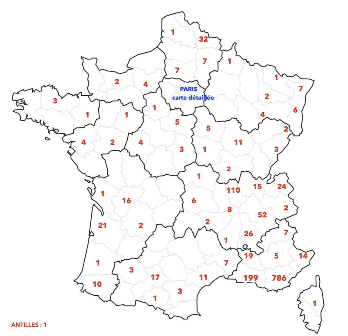Carte pratiquants FRANCE